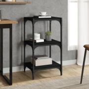 Grove Wooden 3-Tier Bookshelf In Black With Steel Frame