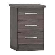 Mack Wooden Bedside Cabinet With 3 Drawers In Black