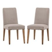 Madisen Taupe Velvet Dining Chairs With Oak Legs In Pair