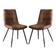 Danbury Brown Faux Leather Dining Chairs In Pair