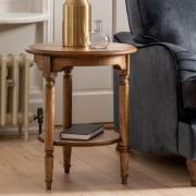 Madisen Wooden Round Side Table In Peroba