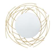 Braking Round Wall Mirror In Gold Iron Frame