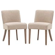 Worland Taupe Fabric Dining Chairs With Wooden Legs In Pair