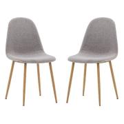 Millikan Grey Fabric Dining Chairs With Oak Legs In Pair