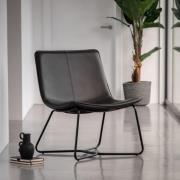 Holland Leather Lounge Chair With Metal Frame In Charcoal