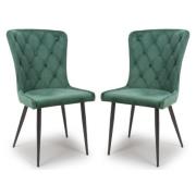 Merill Green Velvet Dining Chairs With Metal Legs In Pair