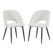 Auburn White Fabric Dining Chairs With Black Legs In Pair