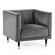 Sarnia Scalloped Back Velvet Armchair In Grey