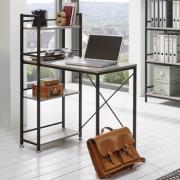 Barbara Wooden Computer Desk With Shelves In Concrete Effect