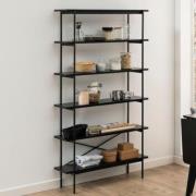 Avila Wooden Bookcase With 5 Shelves In Ash Black