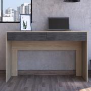 Heswall Wooden Laptop Desk With 2 Drawers In Oak And Grey