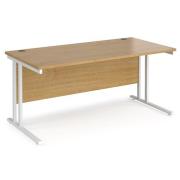 Melor 1600mm Cantilever Wooden Computer Desk In Oak And White