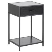 Salvo Wooden Bedside Table With 1 Drawer In Ash Black