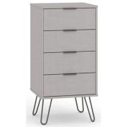 Avoch Wooden Narrow Chest Of 4 Drawers In Grey