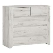 Alink Wooden Chest Of Drawers In White With 5 Drawers