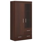 Impro Wooden Display Cabinet With 2 Doors In Dark Mahogany