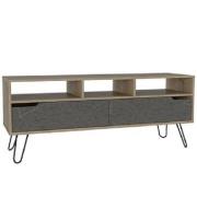 Marsett Wide TV Unit In Bleached Pine And Stone With 2 Drawers