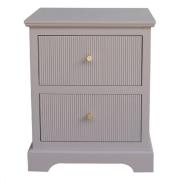 Lorain Pine Wood Bedside Cabinet With 2 Drawers In Summer Grey