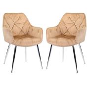 Salford Champagne Velvet Dining Chairs In Pair