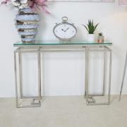 Malibu Glass Console Table With Silver Stainless Steel Frame