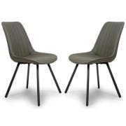 Macia Truffle Faux Leather Dining Chairs In Pair