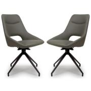 Aara Truffle Faux Leather Dining Chairs Swivel In Pair