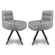 Oakley Silver Chenille Fabric Dining Chairs Swivel In Pair