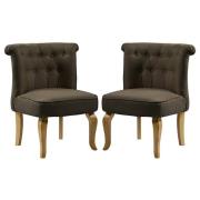 Pacari Brown Fabric Dining Chairs With Wooden Legs In Pair