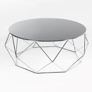 Ella Black Glass Coffee Table Round With Silver Metal Frame