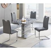 Parini Small Extending Melange Dining Table 4 Petra Grey Chairs