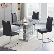 Parini Small Extending Melange Dining Table 4 Petra Black Chairs