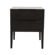 Ogen Wooden Bedside Cabinet With 2 Drawers In Black