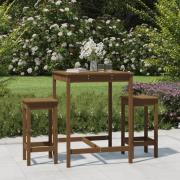 Bangor Solid Wood Pine 3 Piece Garden Bar Set In Honey Brown