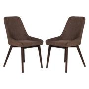 Acton Brown Fabric Dining Chairs In Pair