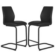 Adoncia Black Faux Leather Counter Bar Chairs In Pair