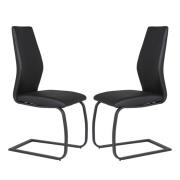 Adoncia Black Faux Leather Dining Chairs In Pair