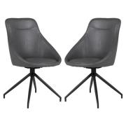 Harini Grey Faux Leather Dining Chairs In Pair