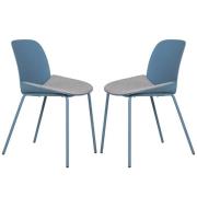 Haile Blue Metal Dining Chairs With Woven Fabric Seat In Pair