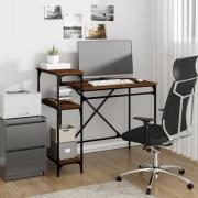 Gia Wooden Computer Desk Small With Shelves In Brown Oak