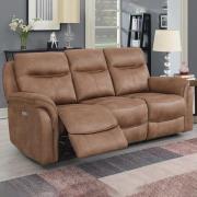 Chloe Fabric Electric Recliner 3 Seater Sofa In Sahara