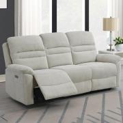 Brielle Fabric Electric Recliner 3 Seater Sofa In Beige