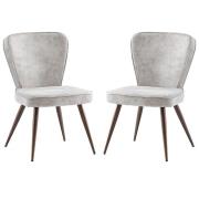 Finn Pearl Velvet Fabric Dining Chairs In Pair