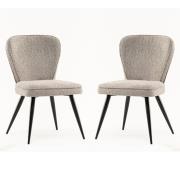 Finn Grey Boucle Fabric Dining Chairs In Pair