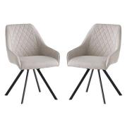 Valko Stone Fabric Dining Chairs Swivel In Pair