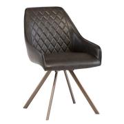 Lanza Faux Leather Dining Chair Swivel In Dark Brown