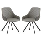 Sierra Light Grey Faux Leather Dining Chairs Swivel In Pair
