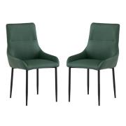 Rissa Green Faux Leather Dining Chairs With Black Legs In Pair