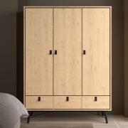 Rynok Wardrobe With 3 Doors 3 Drawers In Jackson Hickory Oak