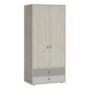 Danville Wooden Wardrobe With 2 Doors 2 Drawers In Light Walnut