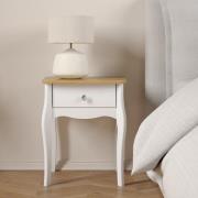 Braque Wooden Bedside Cabinet With 1 Drawer In Pure White And Oak
